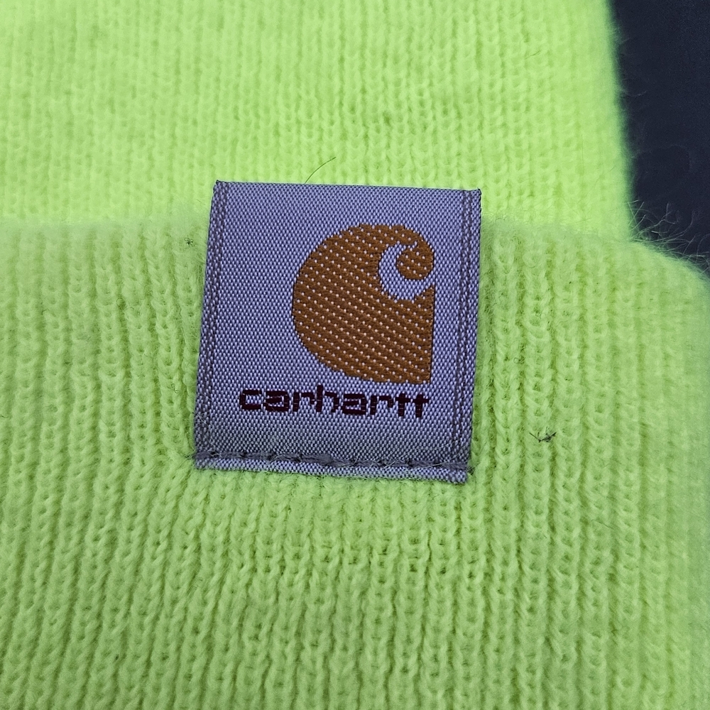 Carhartt Neon Green Acrylic Beanie Hat | Adult One Size | Winter Work Cap - Picture 2 of 7